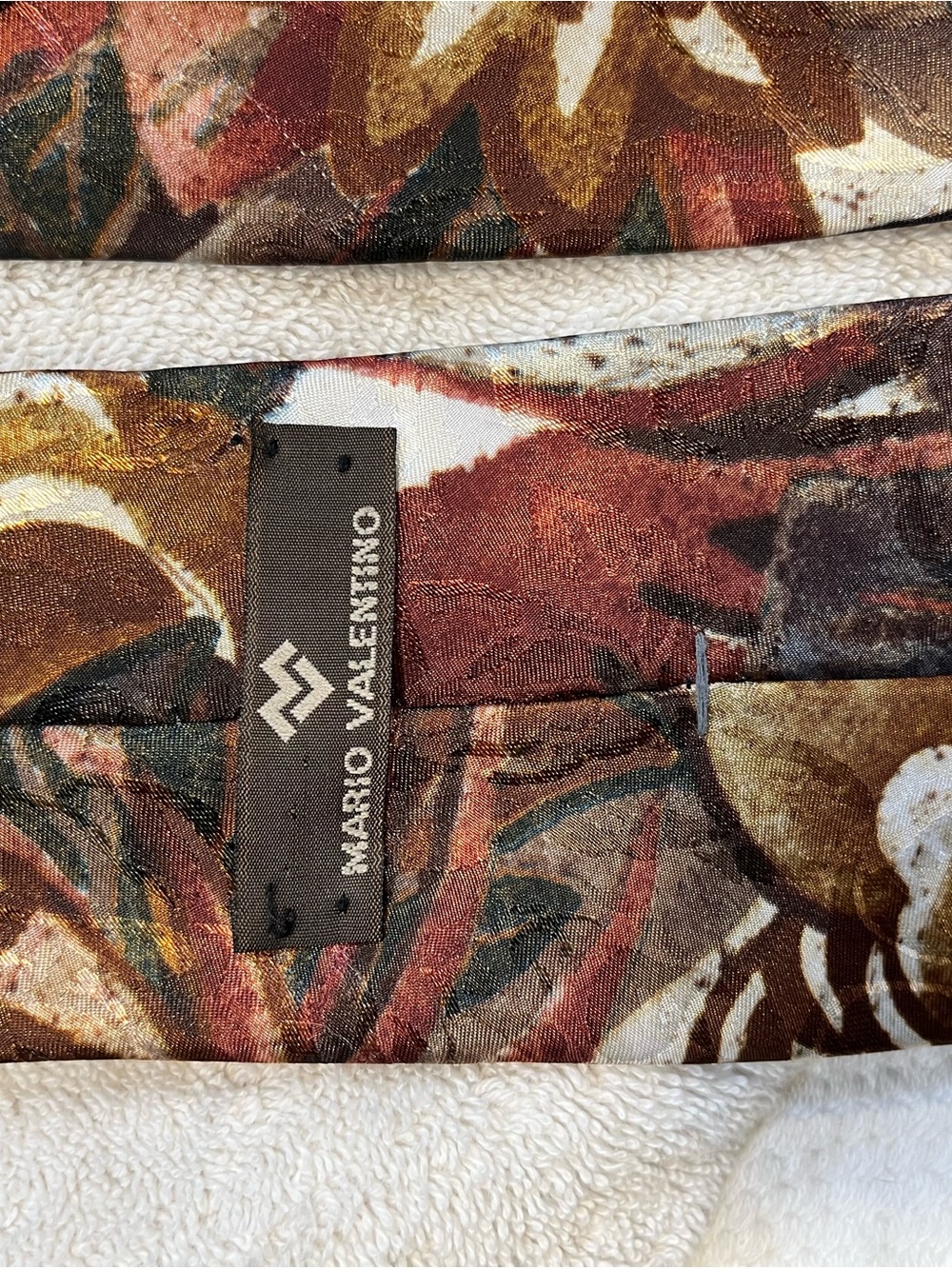 Mario Valentino Multicolor Floral Men's Tie — Brown & Gold Tones
